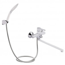 Змішувач для ванни Qtap Grand з поворотним виливом (з душовим гарнітуром) QTGRAWCR005 Chrome/White