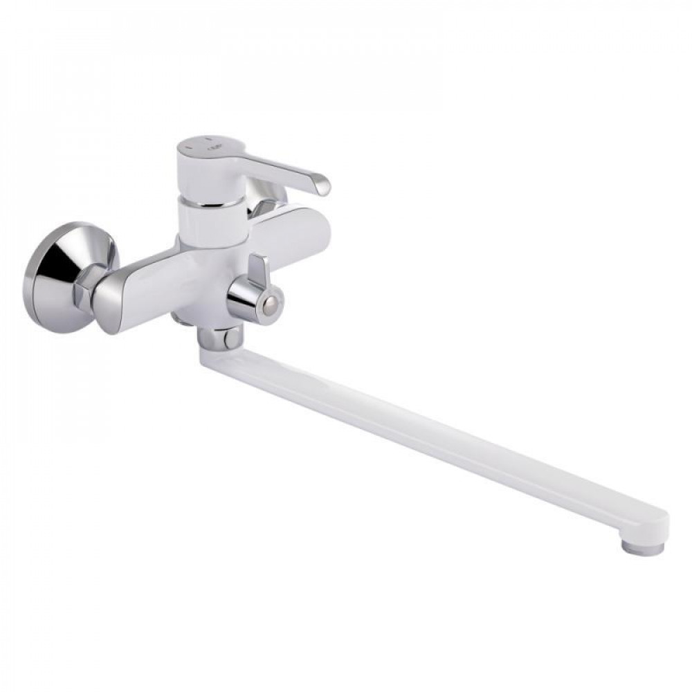 Смеситель для ванны Qtap Grand с поворотным изливом (с душевым гарнитуром) QTGRAWCR005 Chrome/White SD00039612