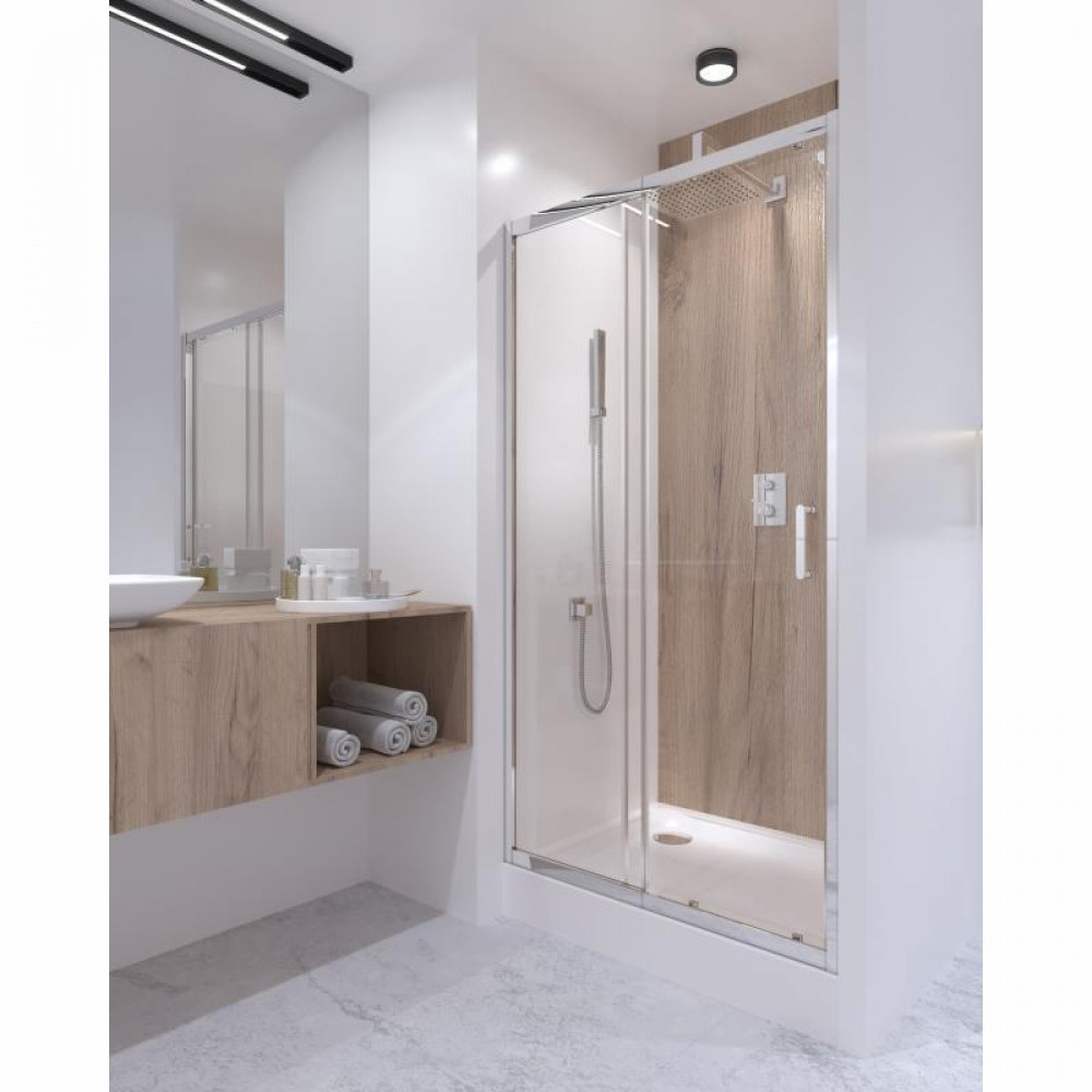 Душові двері в нішу Qtap Taurus CRM201-11.C6 97-108x185 см, скло Clear 6 мм, покриття CalcLess SD00039722