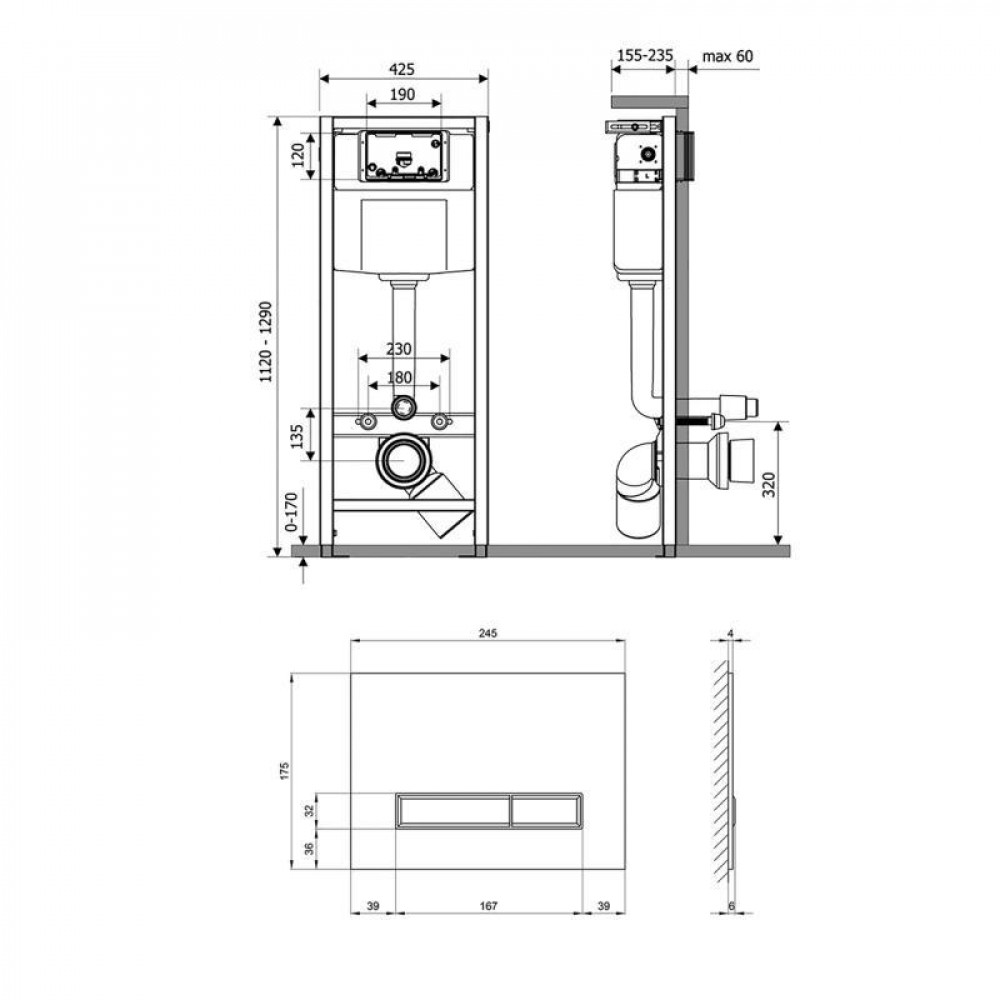 Набір інсталяція 4 в 1 Qtap Nest ST з лінійною панеллю змиву QT0133M425V1107GB SD00040860