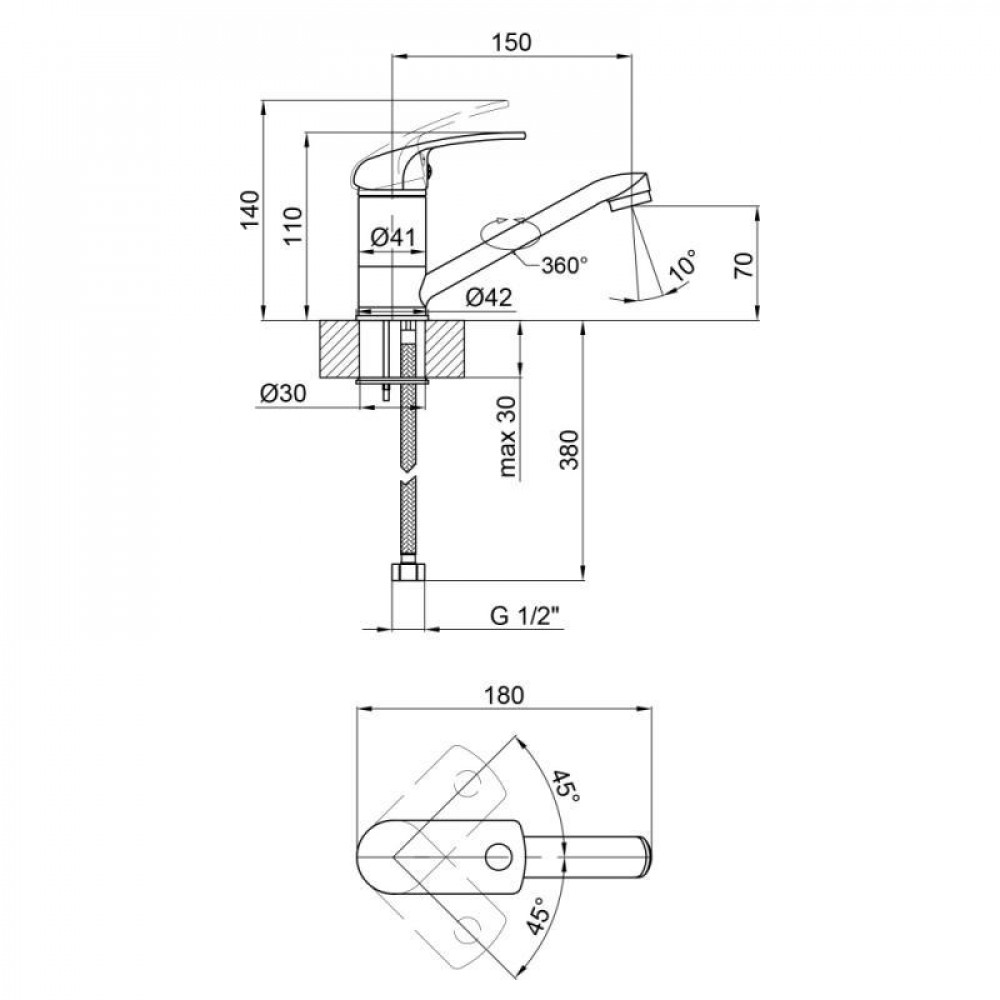 Змішувач для кухні Lidz Mars 002M (k40) LDMAR002MCRM34847 Chrome SD00040951