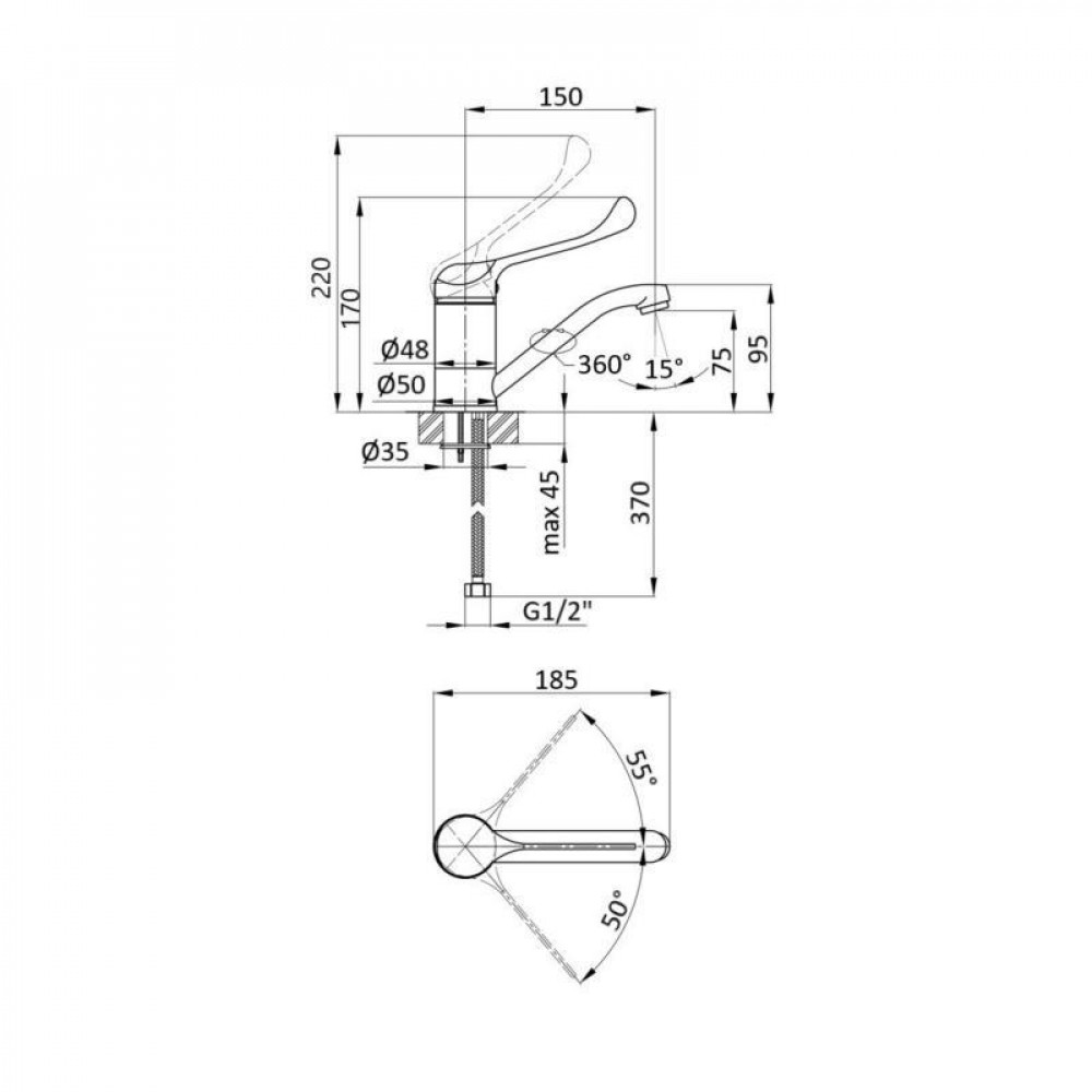 Смеситель для раковины локтевой Lidz Watt 002M с поворотным изливом (k40) LDWAT002MCRM34861 Chrome SD00040965