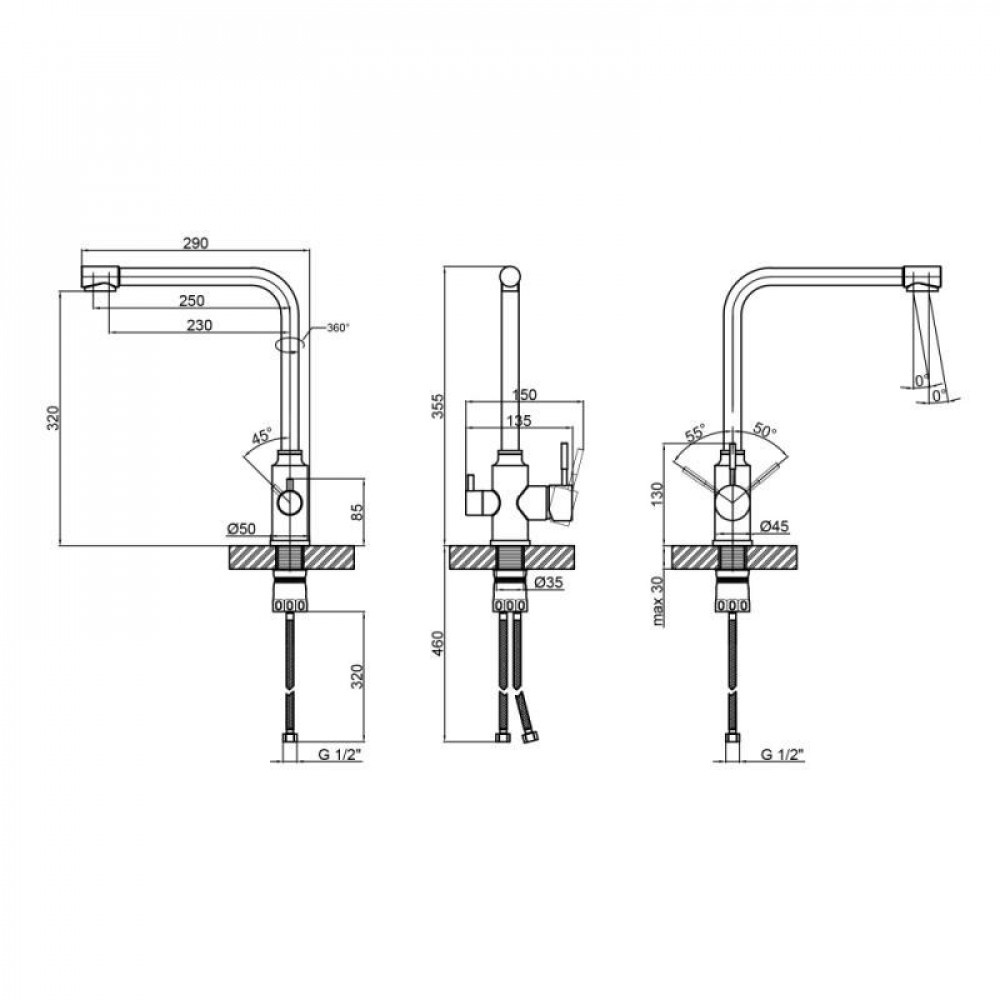 Змішувач для кухні Lidz Aria 020F1 з підключенням для питної води (k35) LDARI020F1NKS34941 Nickel SD00041045