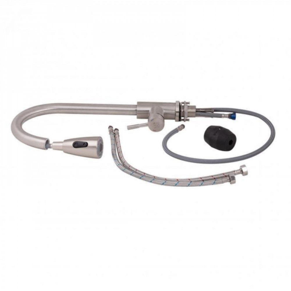 Змішувач для кухні Lidz Aria 015FL з висувним виливом (k35) LDARI015FLNKS34945 Nickel SD00041049