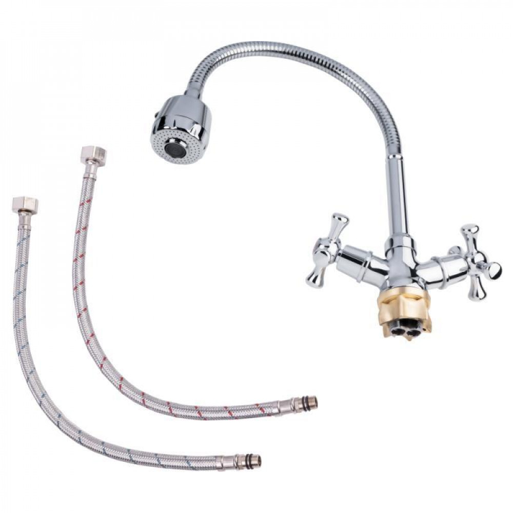 Змішувач для кухні Lidz Lamb 274F двохвентильний з гнучким виливом LDLAM274FCRM35074 Chrome SD00041178