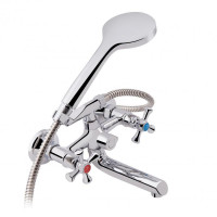 Змішувач для ванни Lidz Lamb 142 з поворотним виливом двохвентильний (з душовим гарнітуром) LDLAM142CRM35081