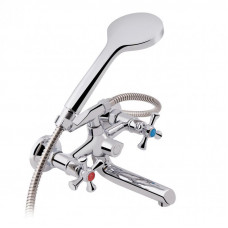 Змішувач для ванни Lidz Lamb 142 з поворотним виливом двохвентильний (з душовим гарнітуром) LDLAM142CRM35081