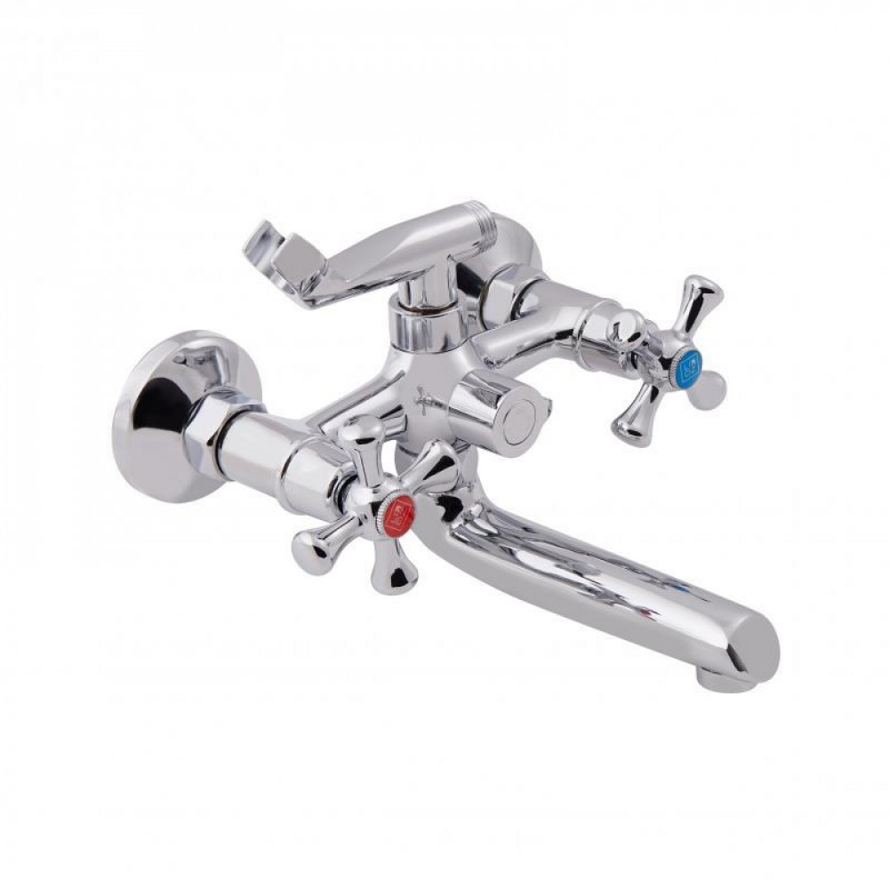 Змішувач для ванни Lidz Lamb 142 з поворотним виливом двохвентильний (з душовим гарнітуром) LDLAM142CRM35081 Chrome SD00041185