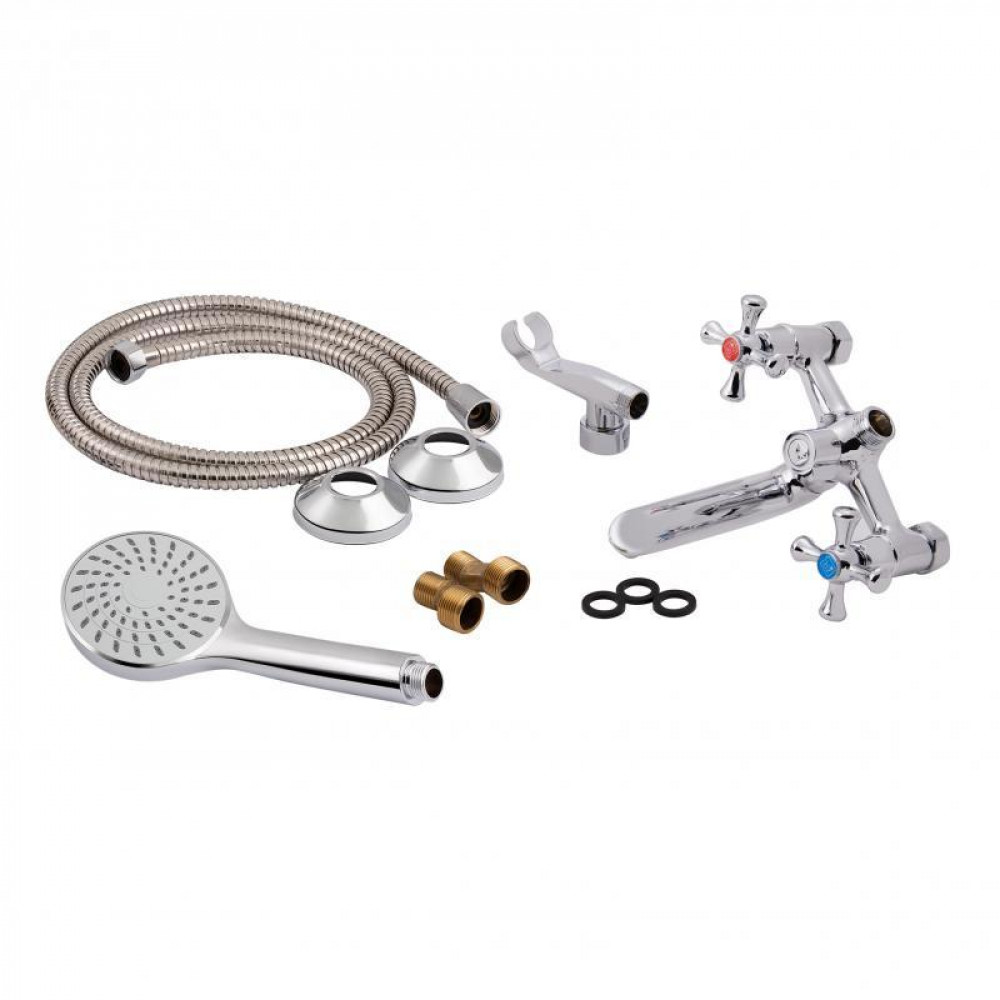 Змішувач для ванни Lidz Lamb 142 з поворотним виливом двохвентильний (з душовим гарнітуром) LDLAM142CRM35081 Chrome SD00041185