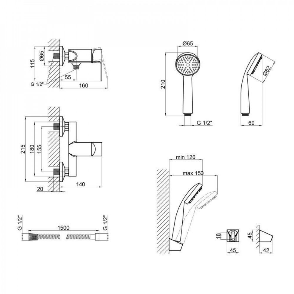 Змішувач для душу Lidz Gloria 010 (з душовим гарнітуром) (k35) LDGLO010CRM35101 Chrome SD00041205