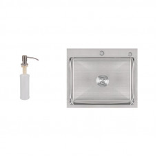 Мийка для кухні інтегрована Lidz Handmade H6050 (LDH6050BRU35371) Brushed Steel 3,0/1,0 мм