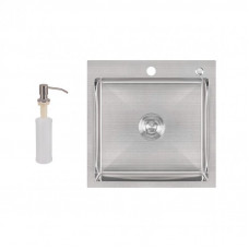 Мийка для кухні інтегрована Lidz Handmade H5050 (LDH5050BRU35375) Brushed Steel 3,0/1,0 мм