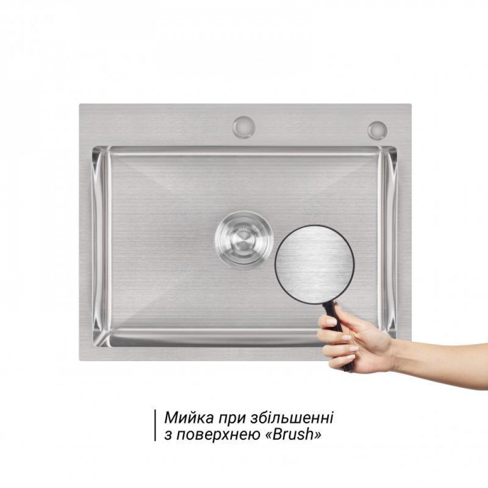 Мийка для кухні інтегрована Lidz Handmade H5845 (LDH5845BRU35384) Brushed Steel 3,0/1,0 мм SD00041488
