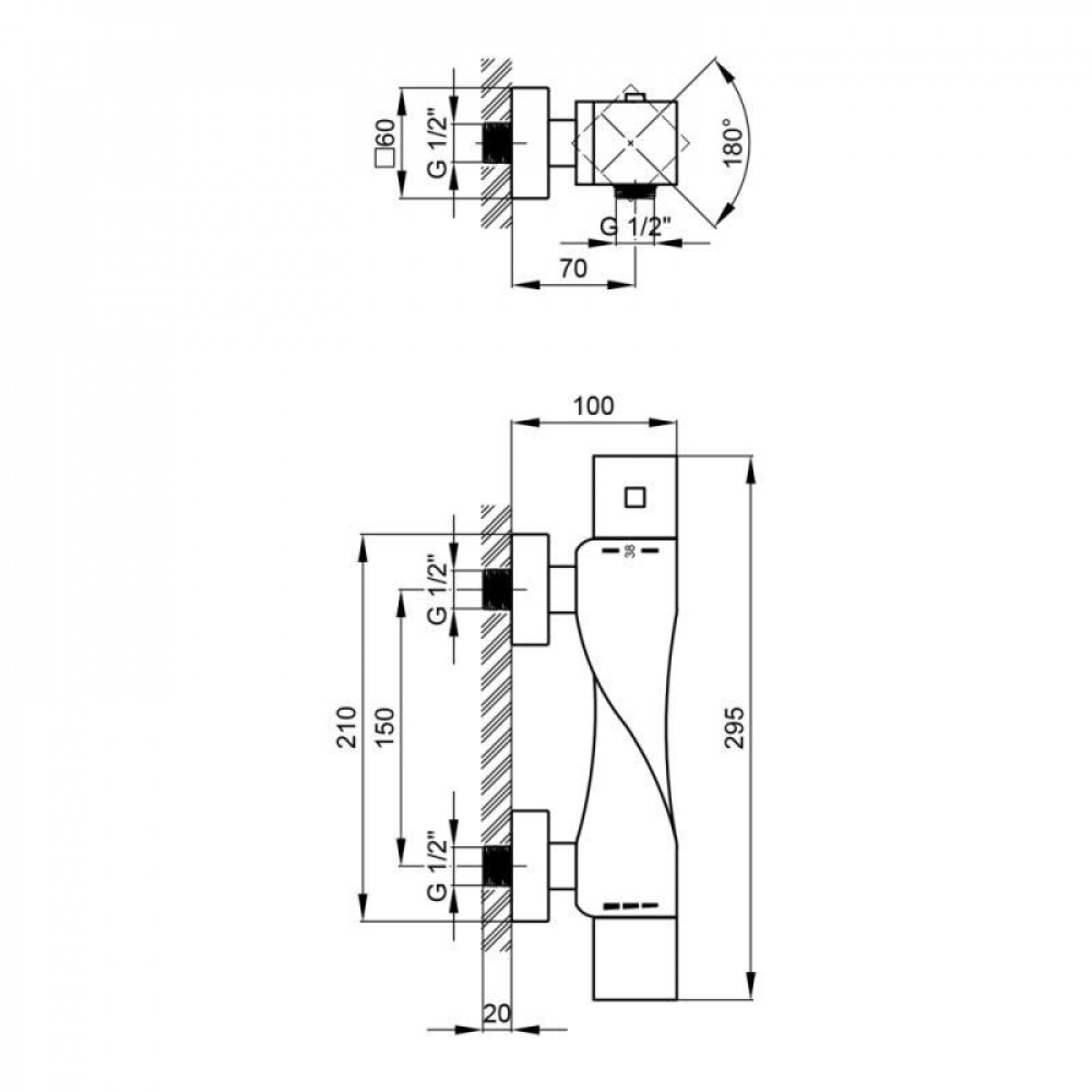 Смеситель для душа Qtap Zkrouceny термостатический QTZKR40T105C Chrome SD00041868