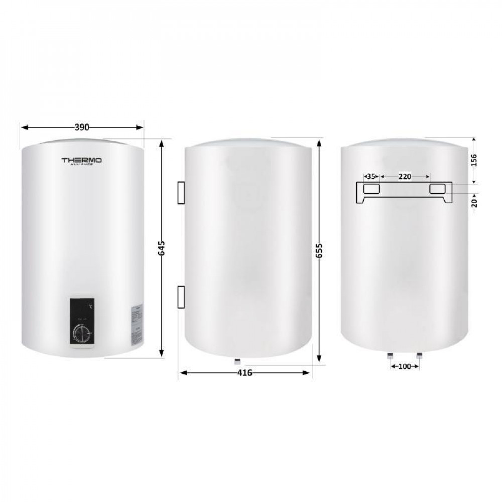 Водонагрівач електричний Thermo Alliance 50 л вертикальний, сухий ТЕН 2,0 кВт D50V20J2(D)K SD00042039