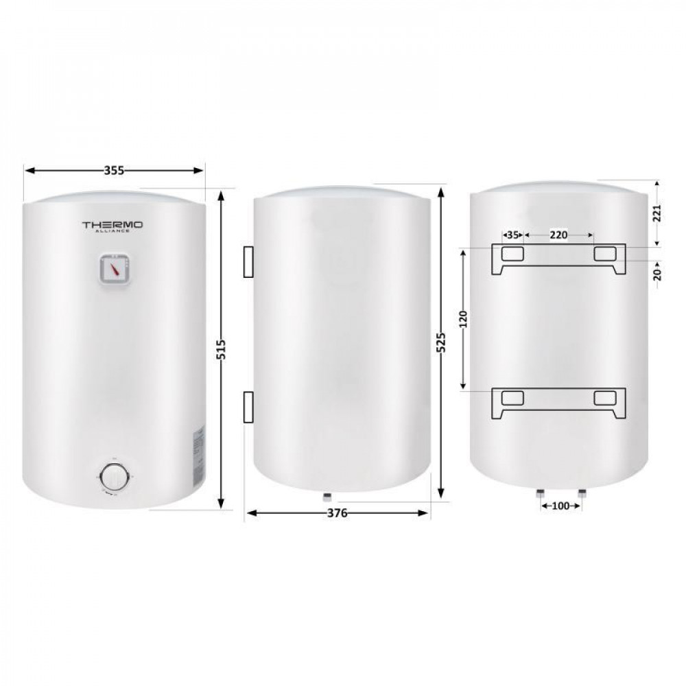 Водонагрівач електричний Thermo Alliance 30 л універсальний, мокрий ТЕН 1,5 кВт D30VH15Q1 SD00042052