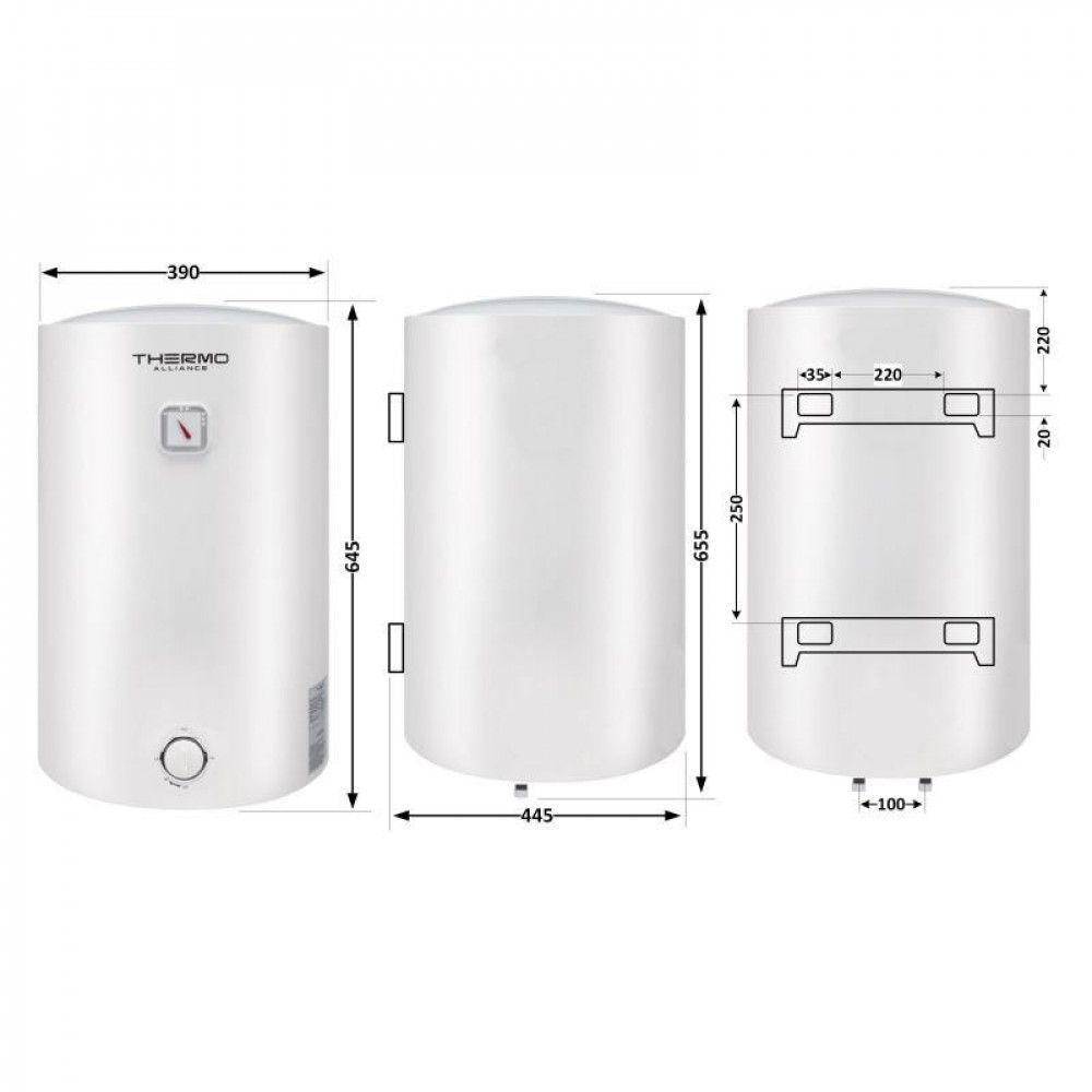 Водонагрівач електричний Thermo Alliance 50 л універсальний, мокрий ТЕН 1,5 кВт D50VH15Q2 SD00042055