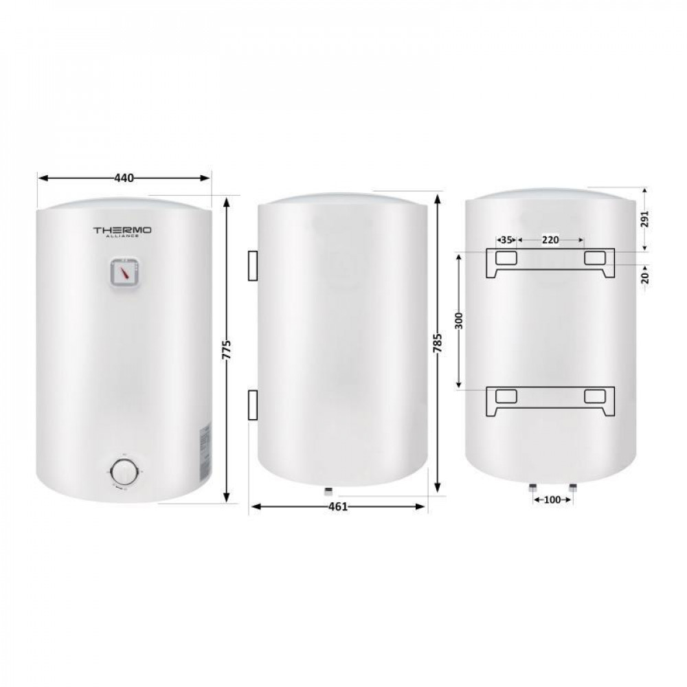 Водонагрівач електричний Thermo Alliance 80 л універсальний, мокрий ТЕН 1,5 кВт D80VH15Q3 SD00042057