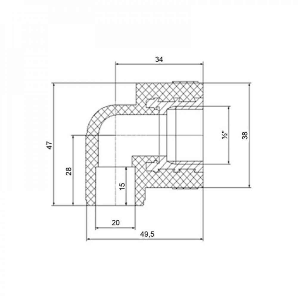 Кутик PPR Blue Ocean "Білий" 20х1/2", 90° ВР SD00042173
