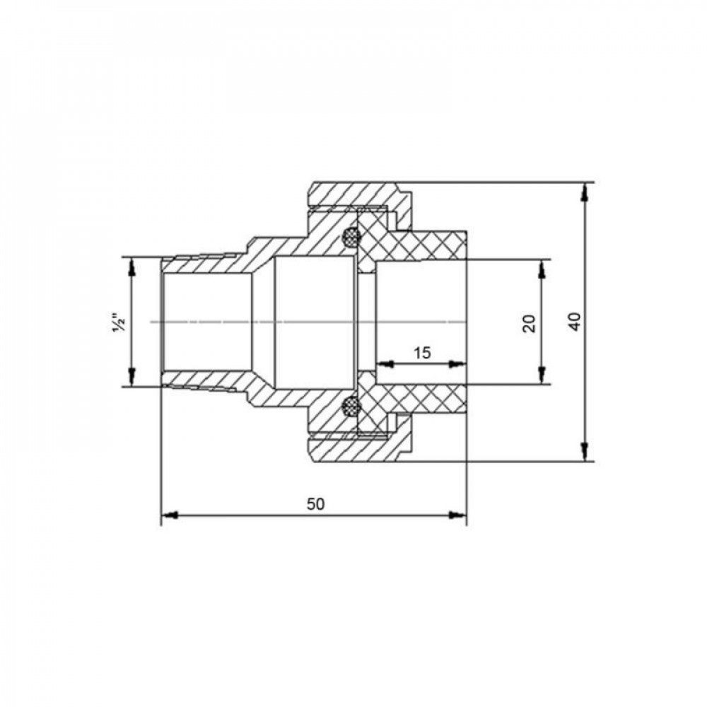 Згон "Американка" латунная со сварной головкой PPR Blue Ocean "Белый" 20х1/2" ЗР SD00042215