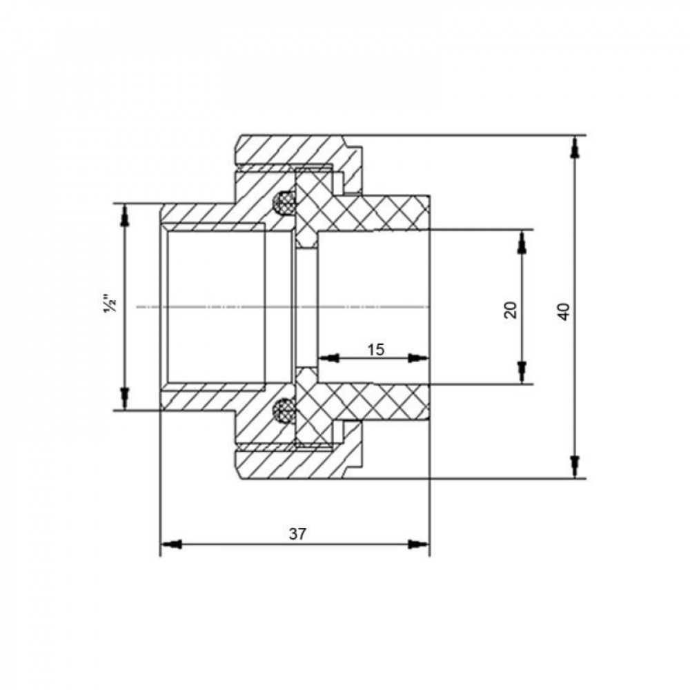 Сгон "Американка" латунная со сварной головкой PPR Blue Ocean "Белый" 20х1/2" ВР SD00042218