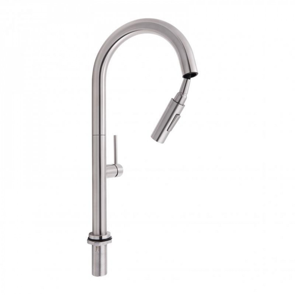 Змішувач для кухні Qtap Lenicka з висувним виливом QTLEN9138103UN Brushed Nickel PVD SD00042264