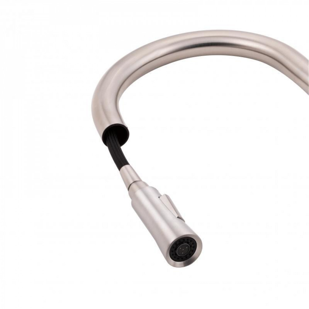 Змішувач для кухні Qtap Evicka з висувним виливом QTEVI91103UN Brushed Nickel PVD SD00042267