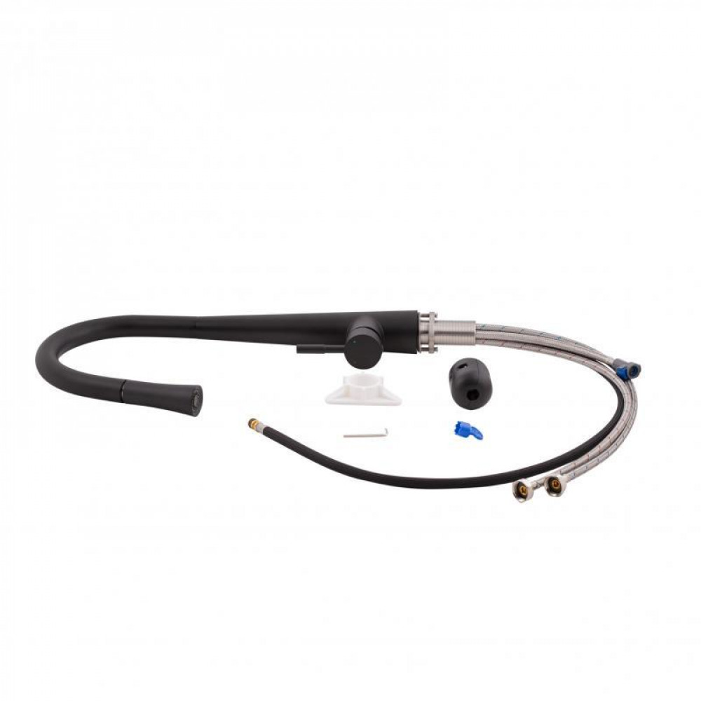 Змішувач для кухні Qtap Evicka з висувним виливом QTEVI9135103UB Black Matt SD00042268