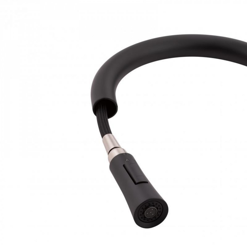 Змішувач для кухні Qtap Baruska з висувним виливом QTBAR9137103UB Black Matt SD00042271