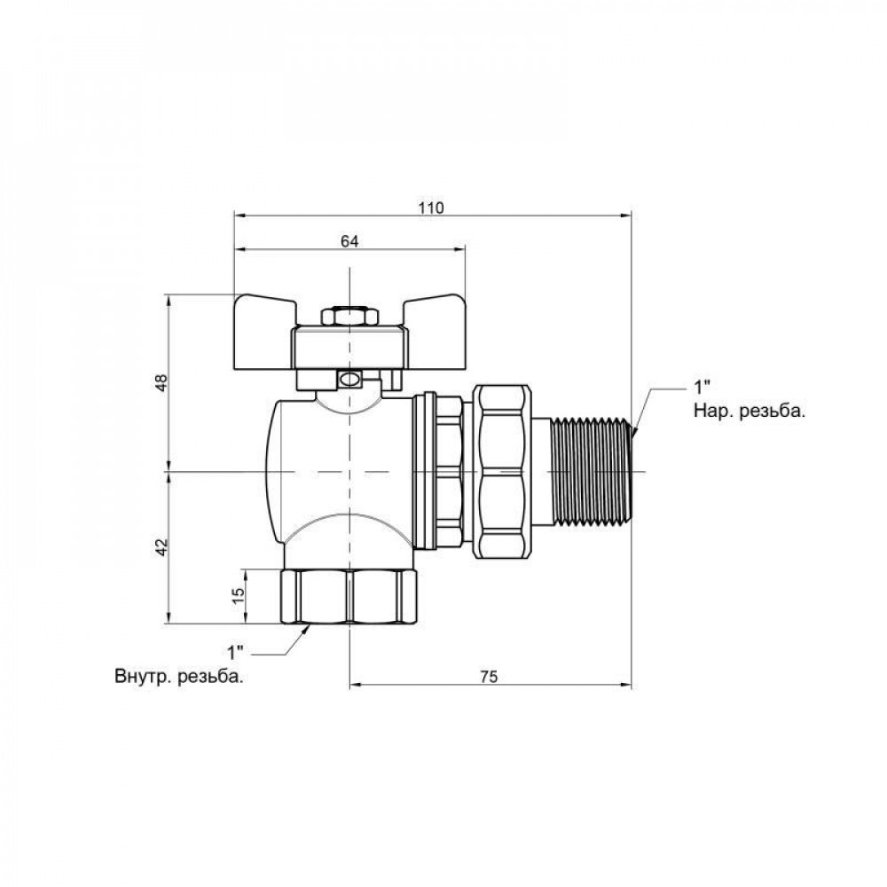 Кран кульовий Icma FAR. ROSSA 1" кутовий №361 SD00042359