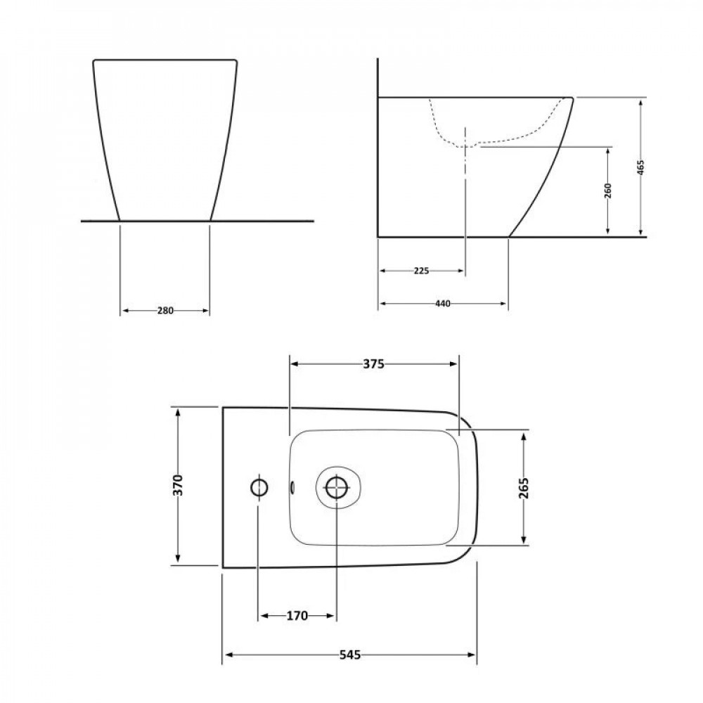 Биде напольное Qtap Crow 545х360х410 White QT05443370W SD00042522