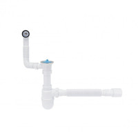 Сифон для кухонної мийки Lidz (WHI) 60 08 E004 00 з круглим переливом (вихід 50 мм)