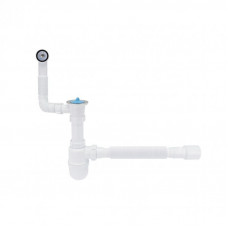 Сифон для кухонної мийки Lidz (WHI) 60 08 E004 00 з круглим переливом (вихід 50 мм)