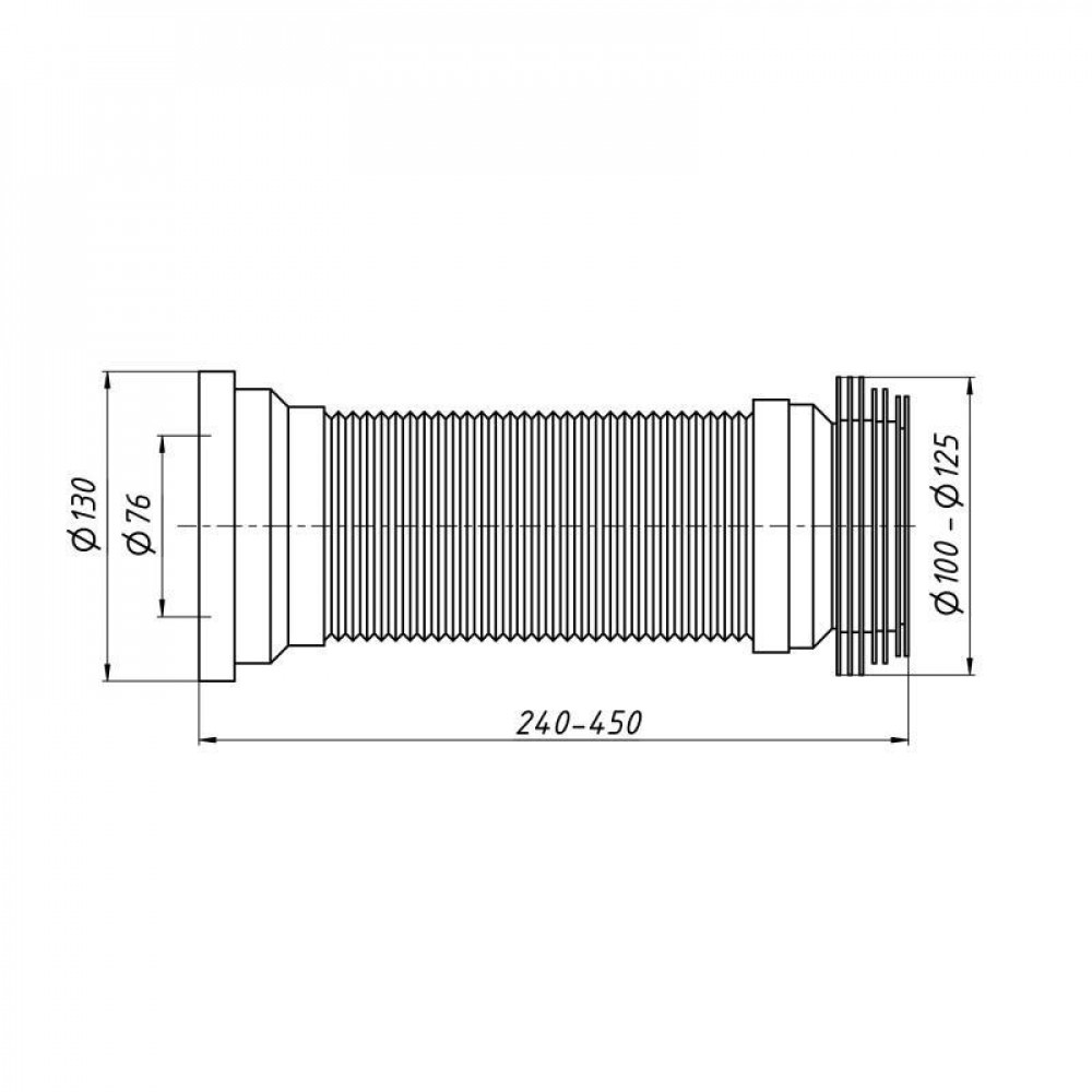 Гнучка труба для унітаза Lidz (WHI) 60 01 G001 01 довжина 450 мм SD00042771