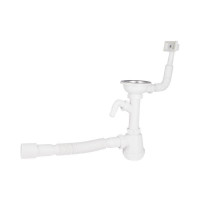 Сифон для кухонної мийки Lidz (WHI) 60 05 M002 01 EURO з відводом для пральної машини (вихід 50 мм)