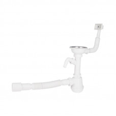 Сифон для кухонної мийки Lidz (WHI) 60 05 M002 01 EURO з відводом для пральної машини (вихід 50 мм)