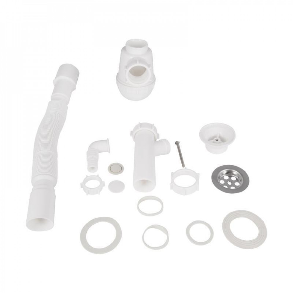 Сифон для кухонної мийки Lidz (WHI) 60 05 M002 00 з відводом для пральної машини (вихід 40/50 мм) SD00042781