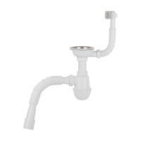 Сифон для кухонної мийки Lidz (WHI) 60 05 M001 01 EURO (вихід 50 мм)