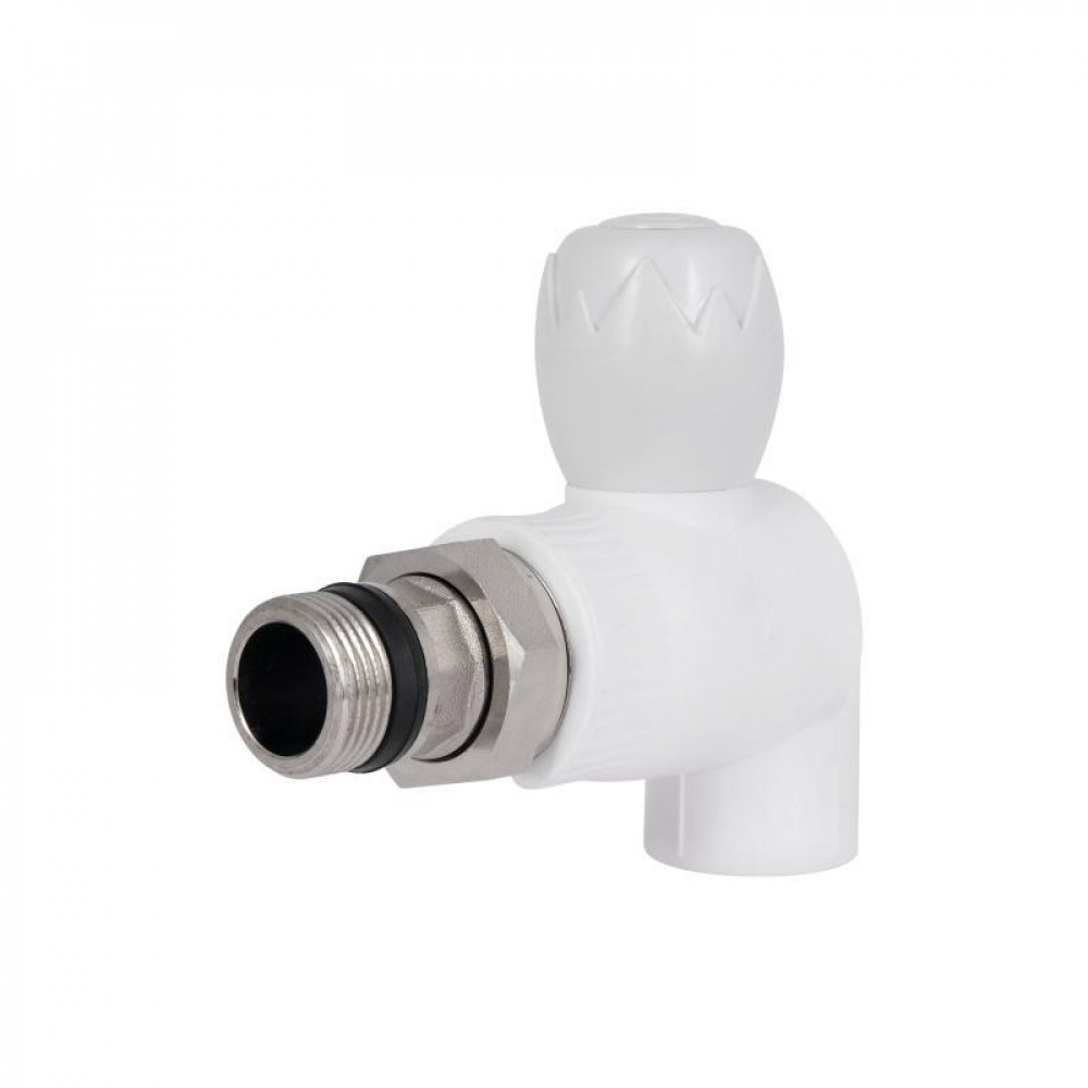 Кран з поліпроп. кутовий кульовий 25х3/4"з д/радіаторів Blue Ocean "Білий" SD00042949