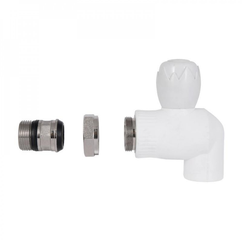 Кран з поліпроп. кутовий кульовий 25х3/4"з д/радіаторів Blue Ocean "Білий" SD00042949