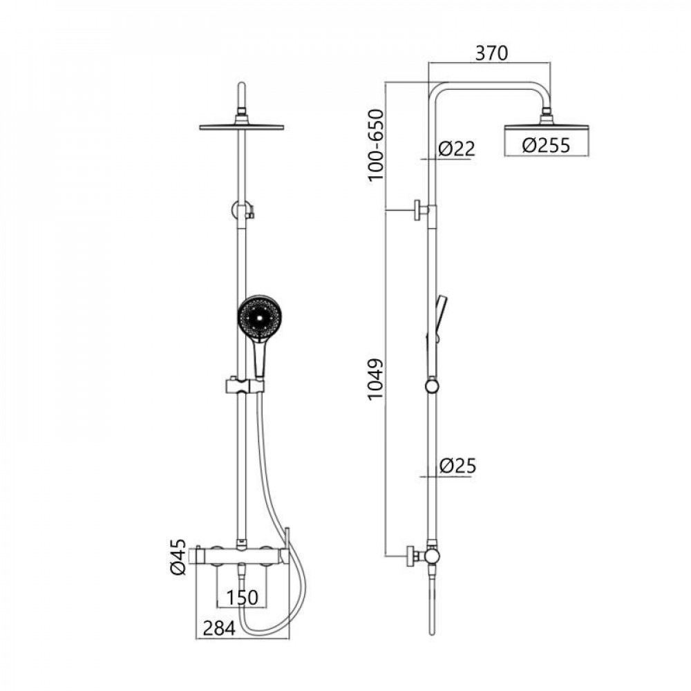 Душова система універсальна Qtap Sloup на два споживача QT57103OC Chrome SD00042950