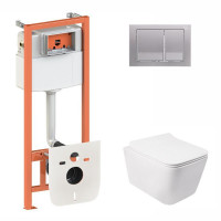 Готове рішення Qtap для ванної кімнати: підвісний унітаз Crow Rimless 520х360х290 + комплект інсталяції Nest 4 в 1 (квадратна