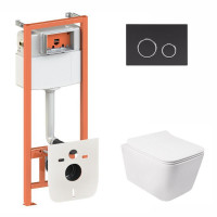 Готове рішення Qtap для ванної кімнати: підвісний унітаз Crow + комплект інсталяції Nest 4 в 1 (кругла клавіша