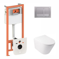 Готове рішення Qtap для ванної кімнати: підвісний унітаз Swan + комплект інсталяції Nest 4 в 1 (квадратна