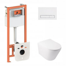 Готове рішення Qtap для ванної кімнати: підвісний унітаз Swan Rimless 520х360х320 + комплект інсталяції Nest 4 в 1 (лінійна