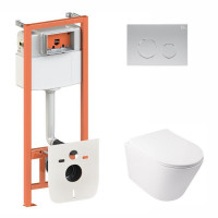 Готове рішення Qtap для ванної кімнати: підвісний унітаз Swan + комплект інсталяції Nest 4 в 1 (кругла клавіша