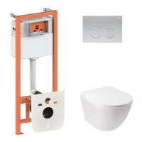 Готове рішення Qtap для ванної кімнати: підвісний унітаз Jay + комплект інсталяції Nest 4 в 1 (кругла клавіша