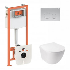 Готове рішення Qtap для ванної кімнати: підвісний унітаз Jay + комплект інсталяції Nest 4 в 1 (кругла клавіша