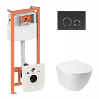 Готове рішення Qtap для ванної кімнати: підвісний унітаз Jay Rimless 520х360х320 + комплект інсталяції Nest 4 в 1 (кругла клавіша
