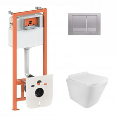 Готове рішення Qtap для ванної кімнати: підвісний унітаз Tern Rimless 490x340x350 + комплект інсталяції Nest 4 в 1 (квадратна